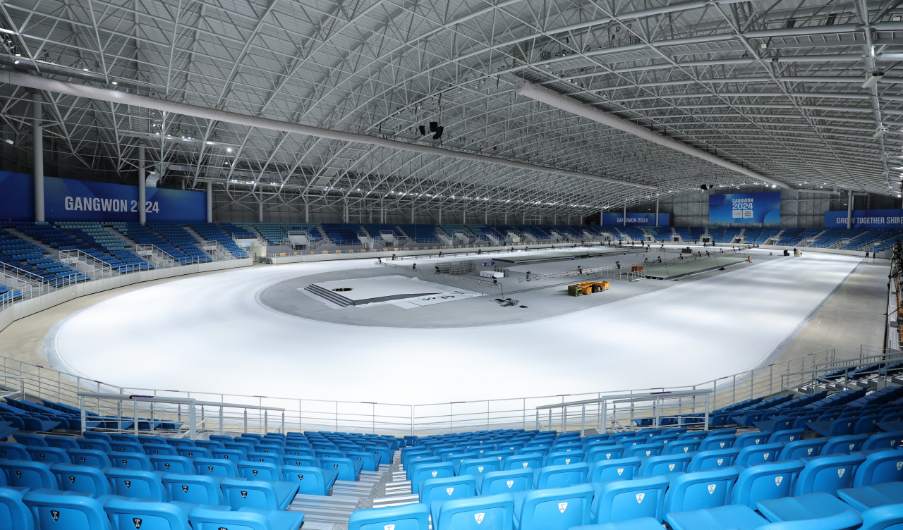 Ginásio Gangneung Ova, onde aconteceram as provas de patinação de velocidade no gelo da Olimpiadas de de inverno, da Juventude de Gangwon 2024 - Fonte: koreaherald (2024)