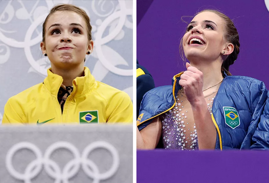 Isadora Williams é consolada após sua apresentação nos Jogos de Inverno de Sochi — Por: Raphael Andriolo - Fonte: Ge Globo (2018).
