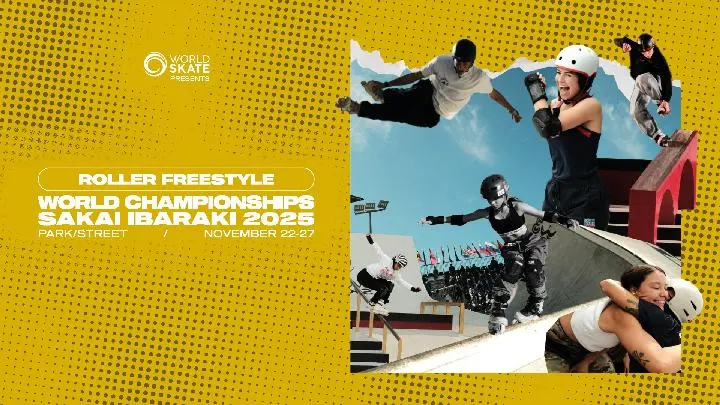 Banner de chamada para o Campeonato Mundial de Roller Freestle Sakai 2025 – Fonte: World Skate (2025)