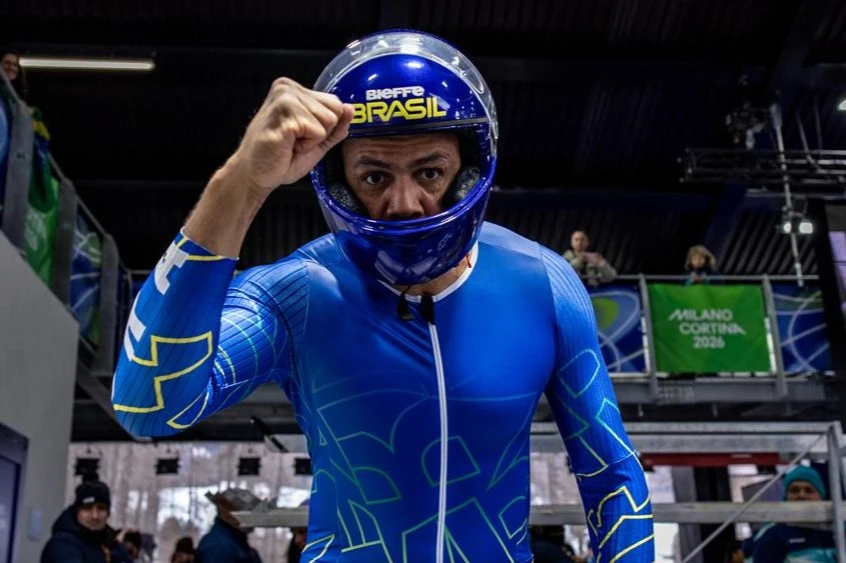 Edson Bindilatti, piloto brasileiro do Bobsled que participou de sua sexta olimpíadas de Inverno. Foto: Gabriel Heusi/COB – Fonte: COB (2026).