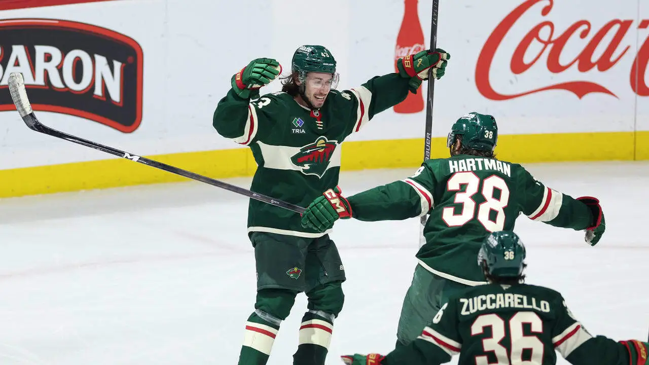 Hughes retoma a liderança com o segundo gol da partida - DAL@MIN, Jogo 6 – Fonte NHL (2026)