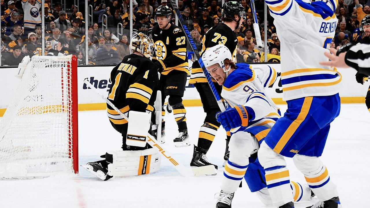 Jogo 4 dos playoffs da NHL entre as equipes do Buffalo Sabres contra o Boston Bruins em 26/04/2026 - BUF@BOS – Por Joe McDonald – Fonte: NHL (2025)