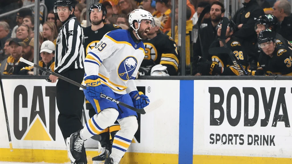 Tuch e Dahlin fazem a jogada para o primeiro gol da partida no Jogo 6:- BUF@BOS, jogo 6 – Fonte NHL (2026)