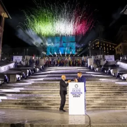 Dirigentes da World Skate, na abertura do WSG (World Skate Games) Itália 2024 – Fonte: World Skate (2024)