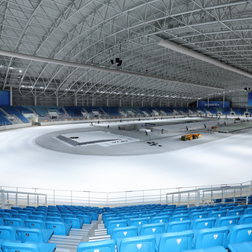 Ginásio Gangneung Ova, onde aconteceram as provas de patinação de velocidade no gelo da Olimpiadas de de inverno, da Juventude de Gangwon 2024 - Fonte: koreaherald (2024)