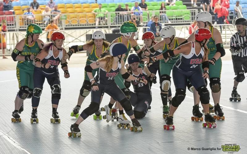 Jogo entre Estados Unidos e Australia, no Roller Games – Foto: Marco Guariglia / World Skate (2017)