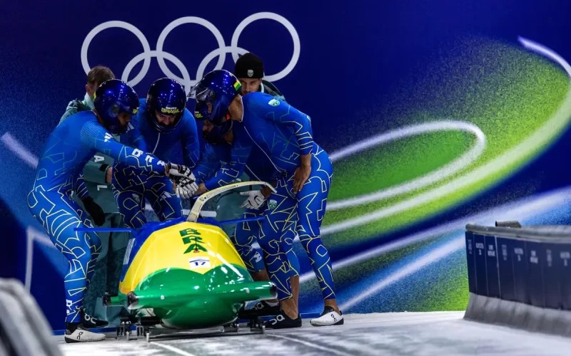 Equipe Brasileira do Bobsled 4-man, nas primeiras descidas da modalidade. Foto: Gabriel Heusi/COB – Fonte: COB (2026)